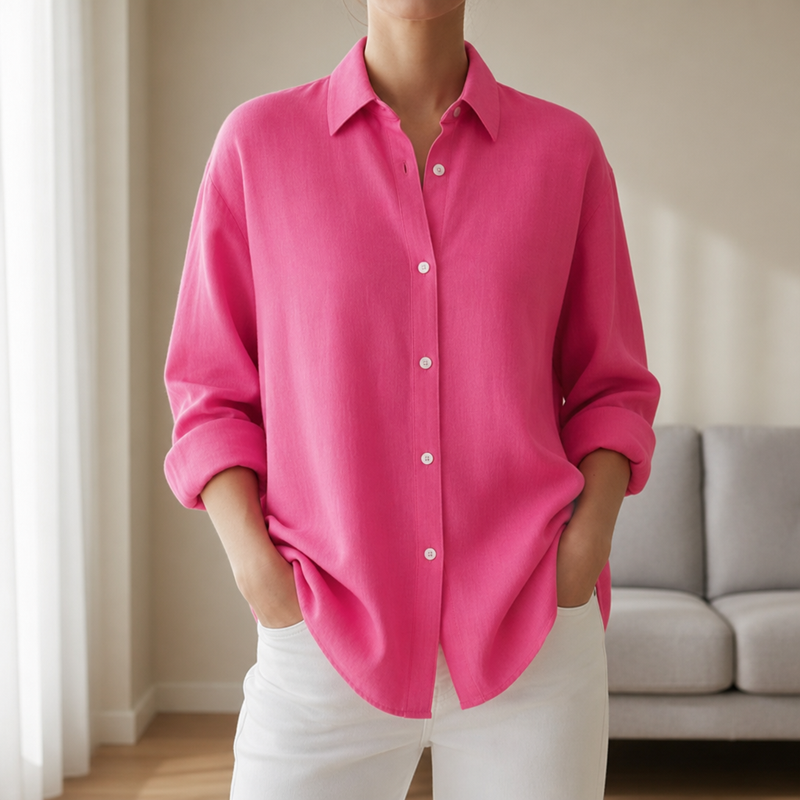 Ascoli Oversized Button-Down Shirt in Fuchsia