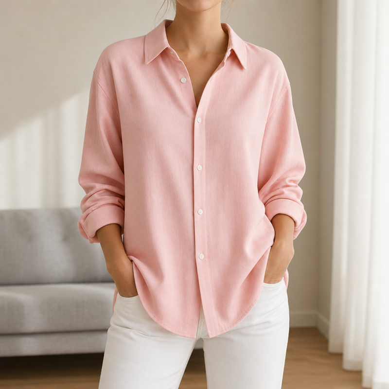Ascoli Oversized Button-Down Shirt in Pink