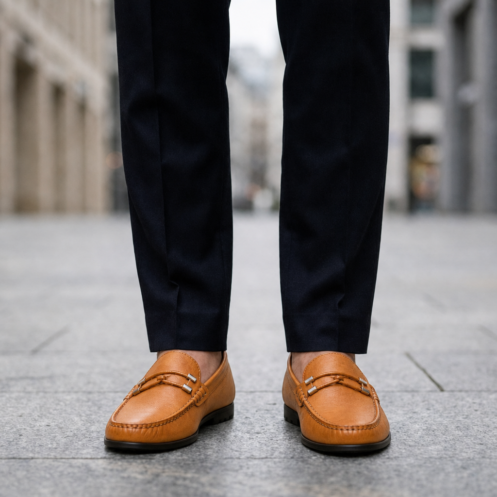 Assisi Leather Slip-On Loafers in Tan