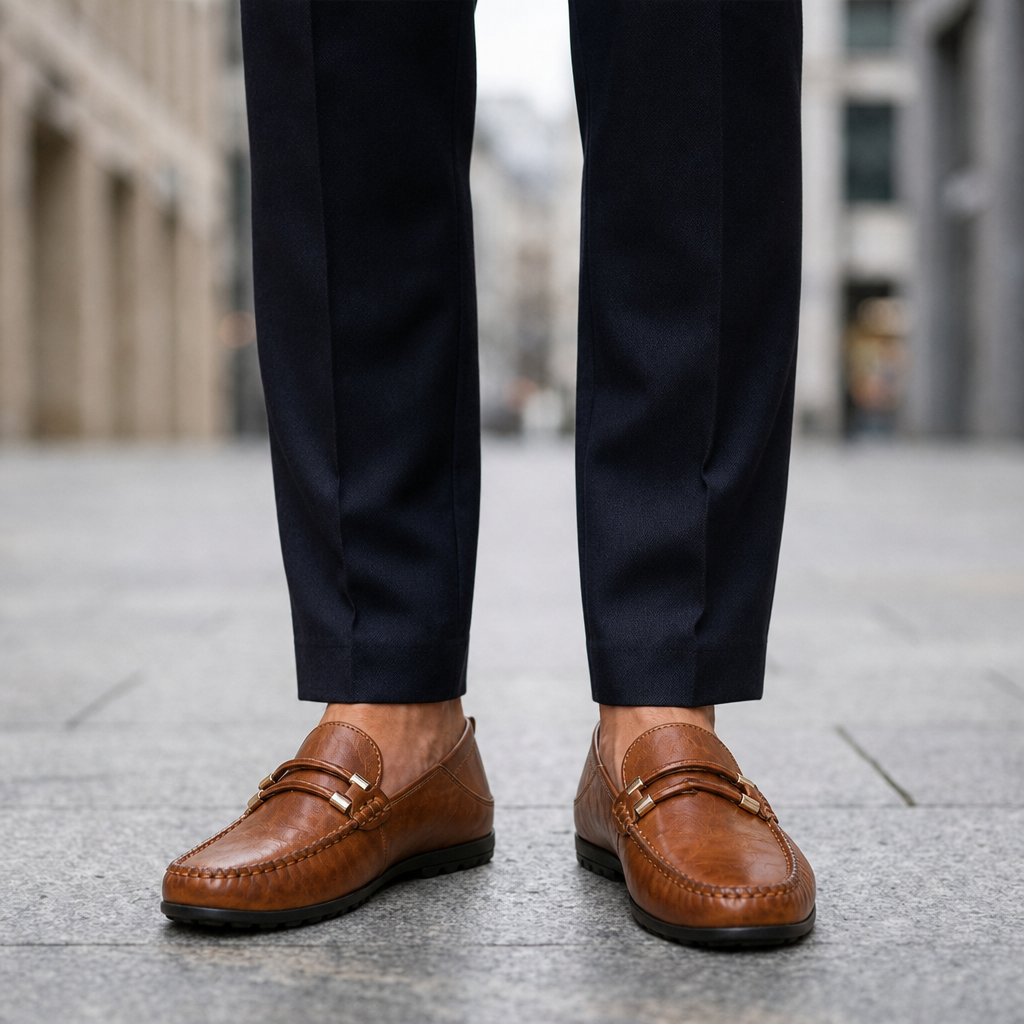 Assisi Leather Slip-On Loafers in Brown