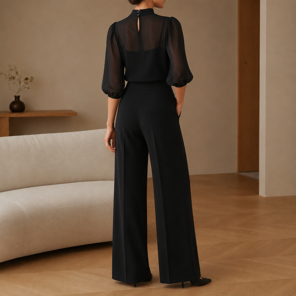 Amorgos Sheer Chiffon Trouser Set