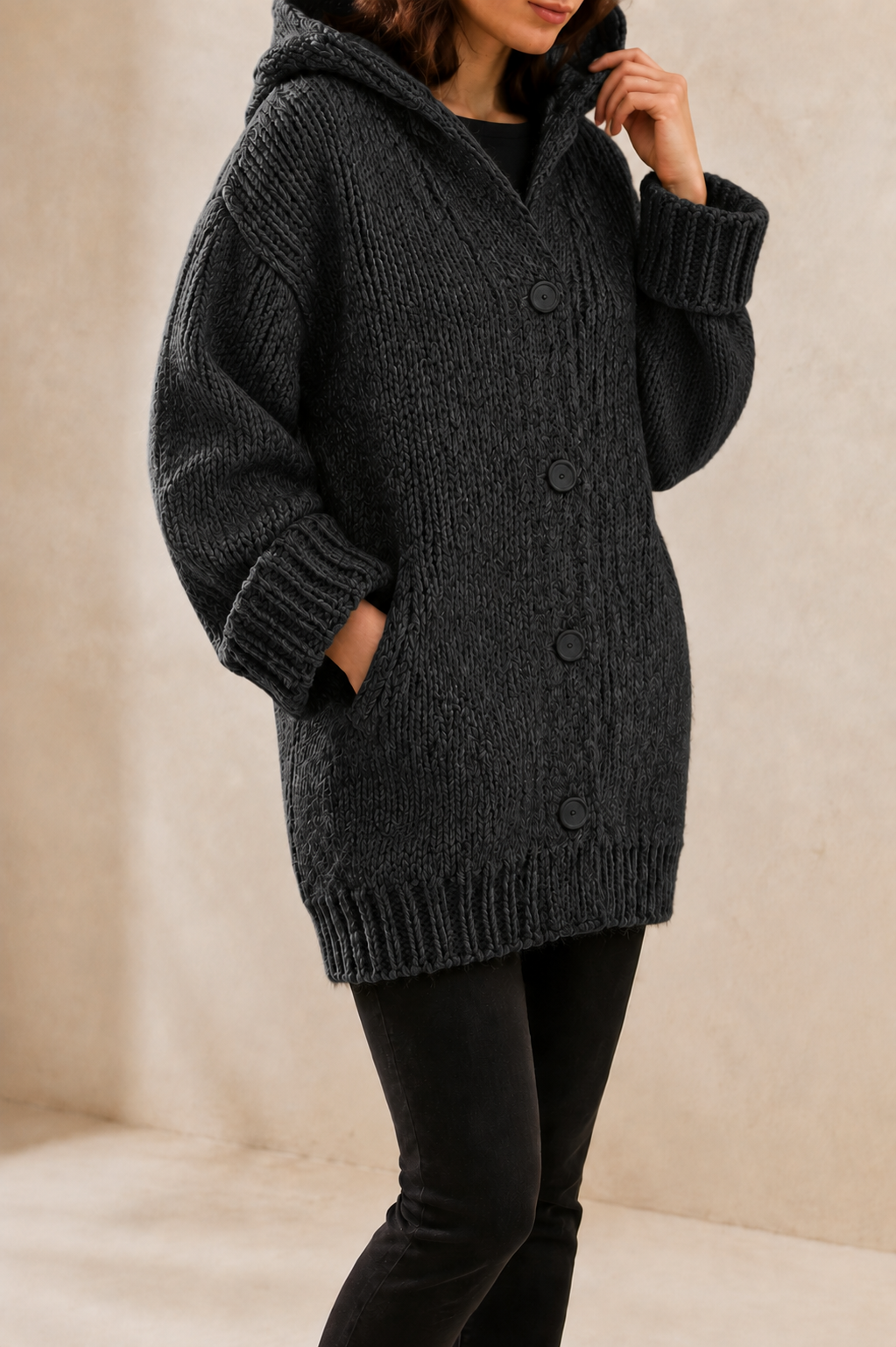 Cordoba Long Hooded Knit Cardigan
