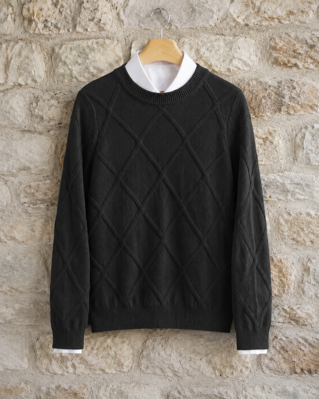 Tossa Argyle Knit Crewneck Sweater
