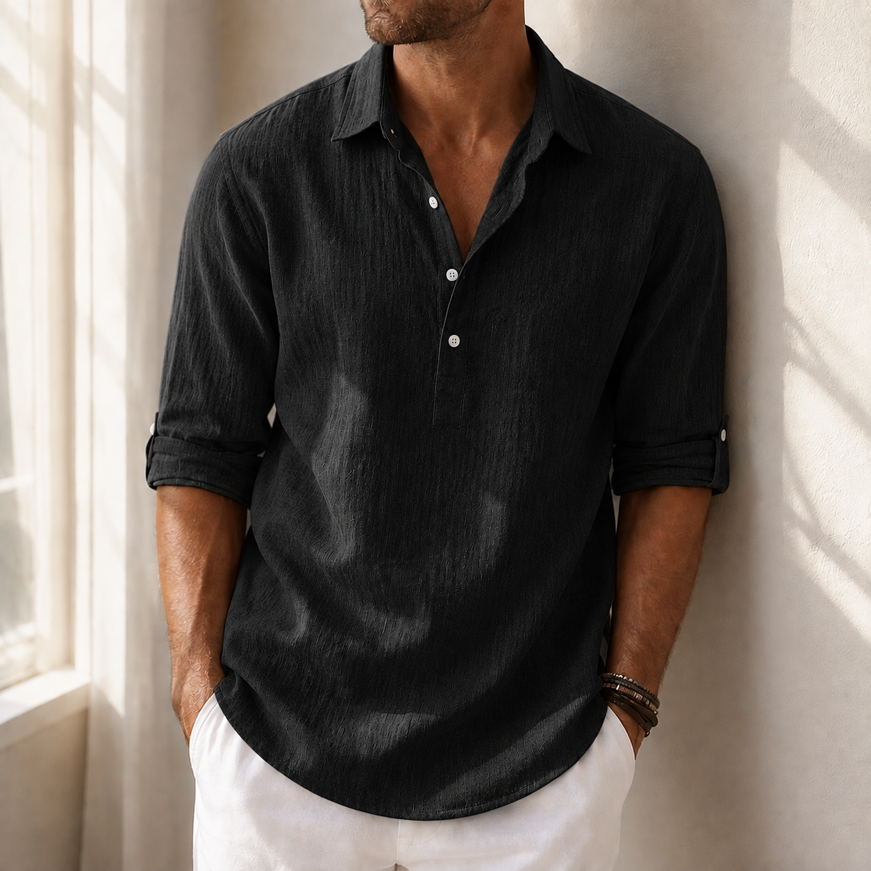 Paros Linen Henley Shirt