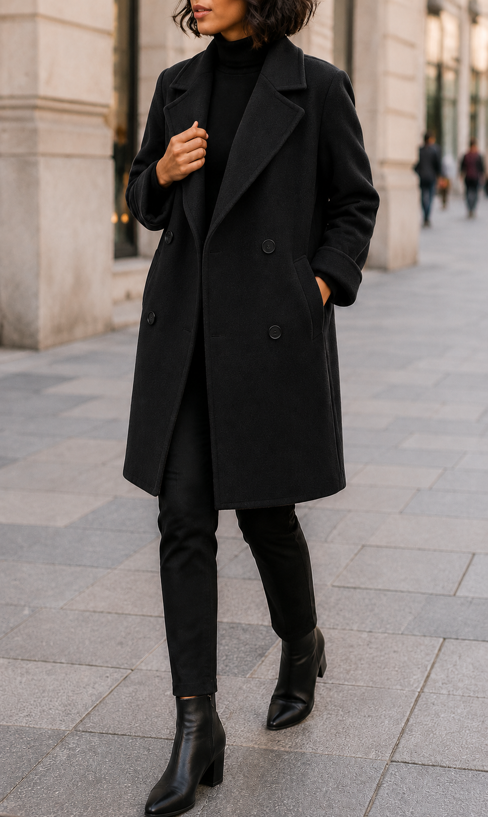 Cascais Double Breasted Mid-Length Coat