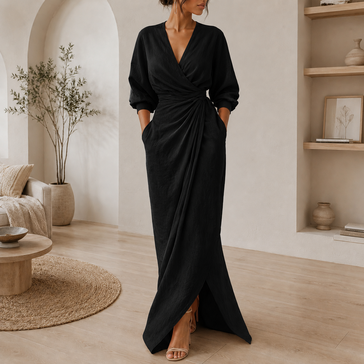 Ceret Linen Wrap Maxi Dress