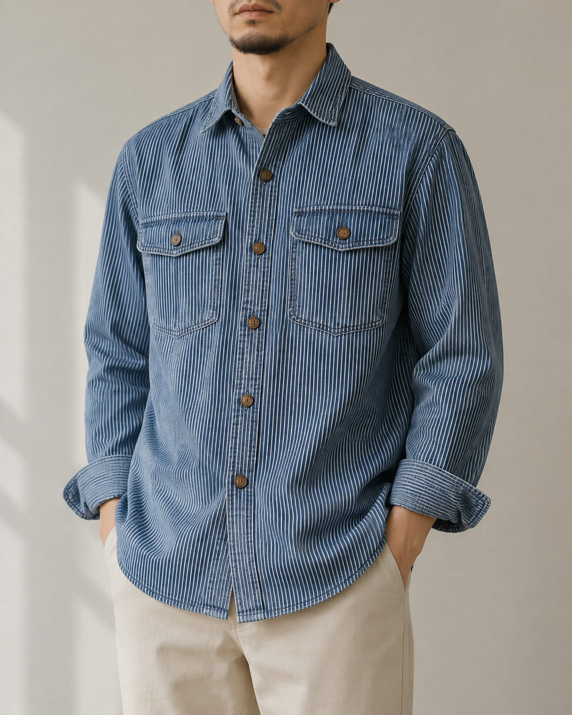 Trento Striped Denim Work Shirt