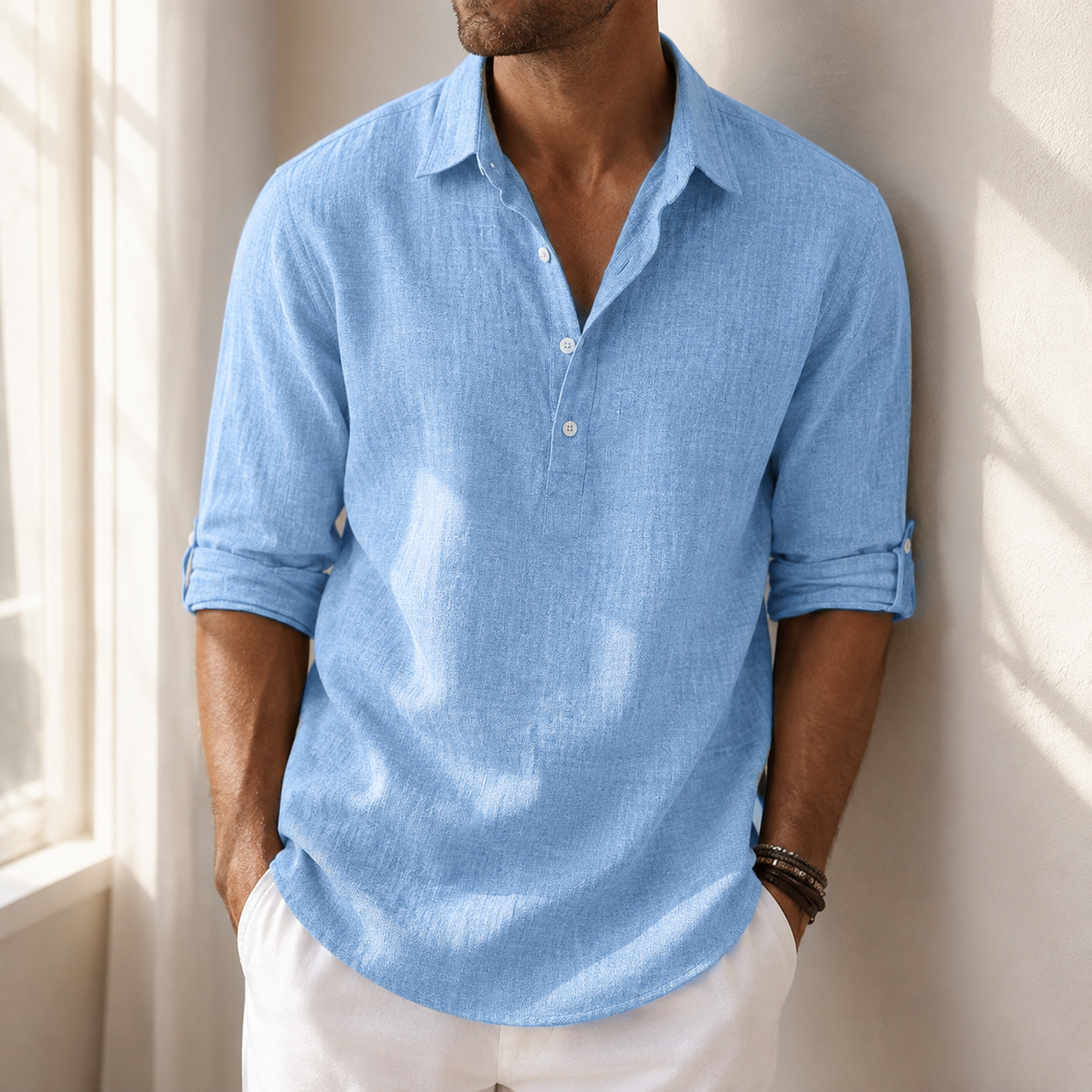 Paros Linen Henley Shirt