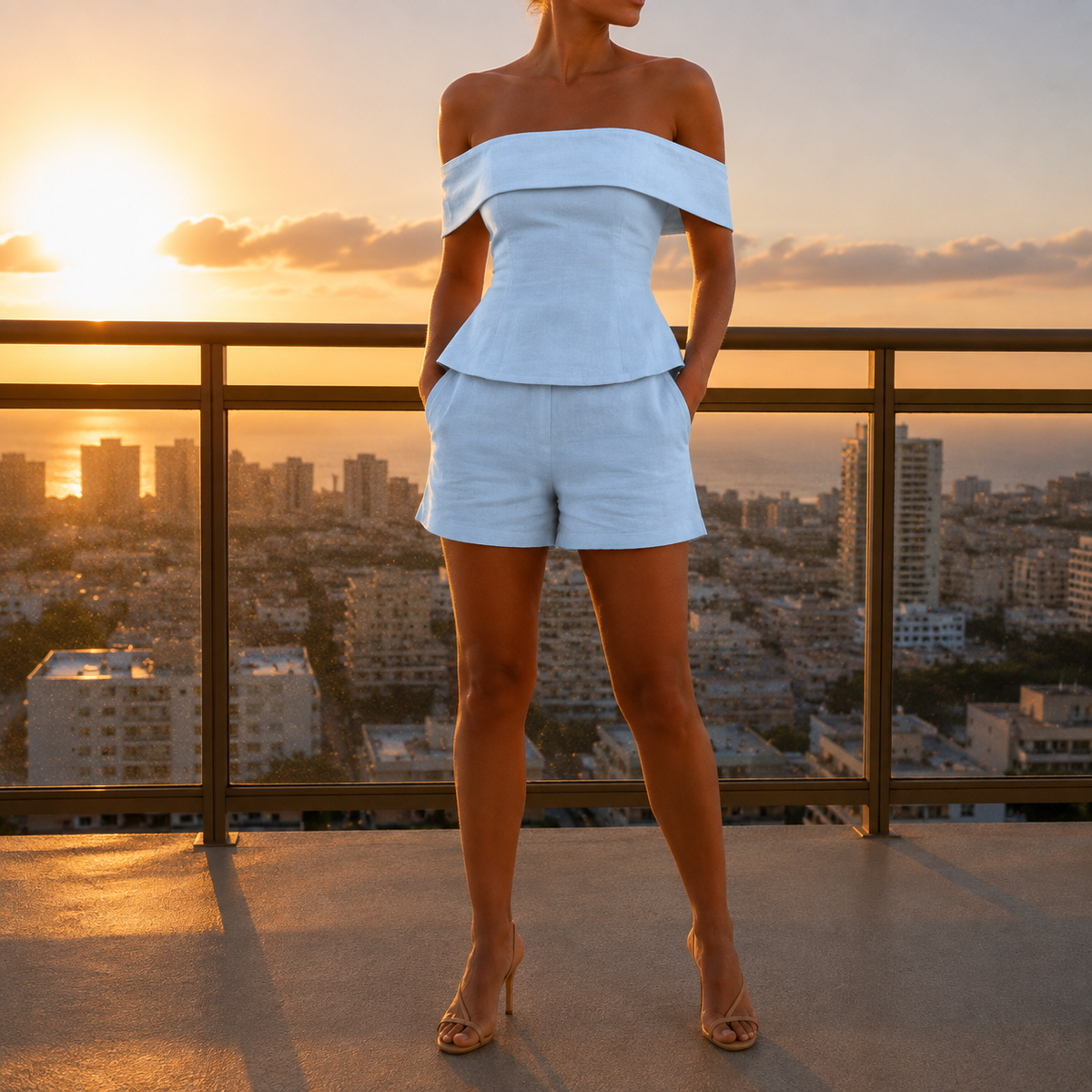 Volterra Linen Off-Shoulder Co-ord Set