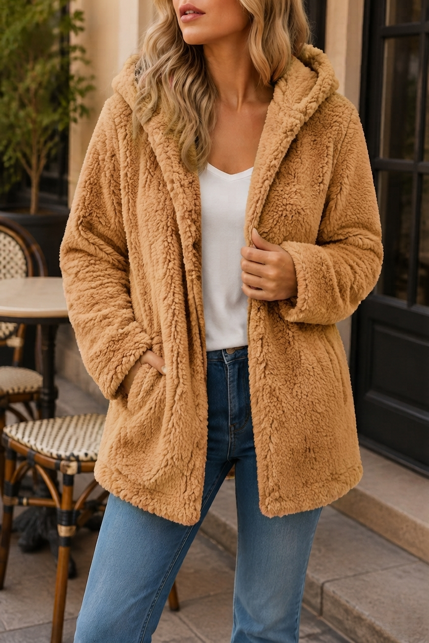 Poros Hooded Teddy Fleece Jacket