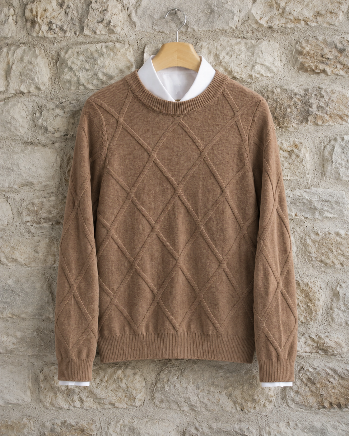 Tossa Argyle Knit Crewneck Sweater