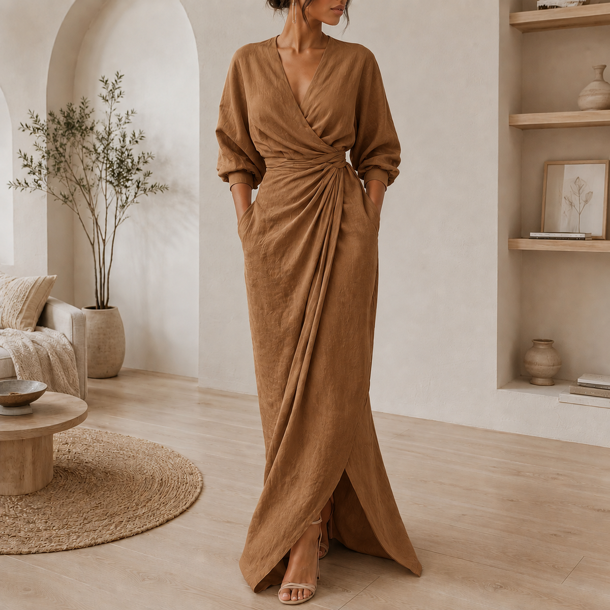 Ceret Linen Wrap Maxi Dress
