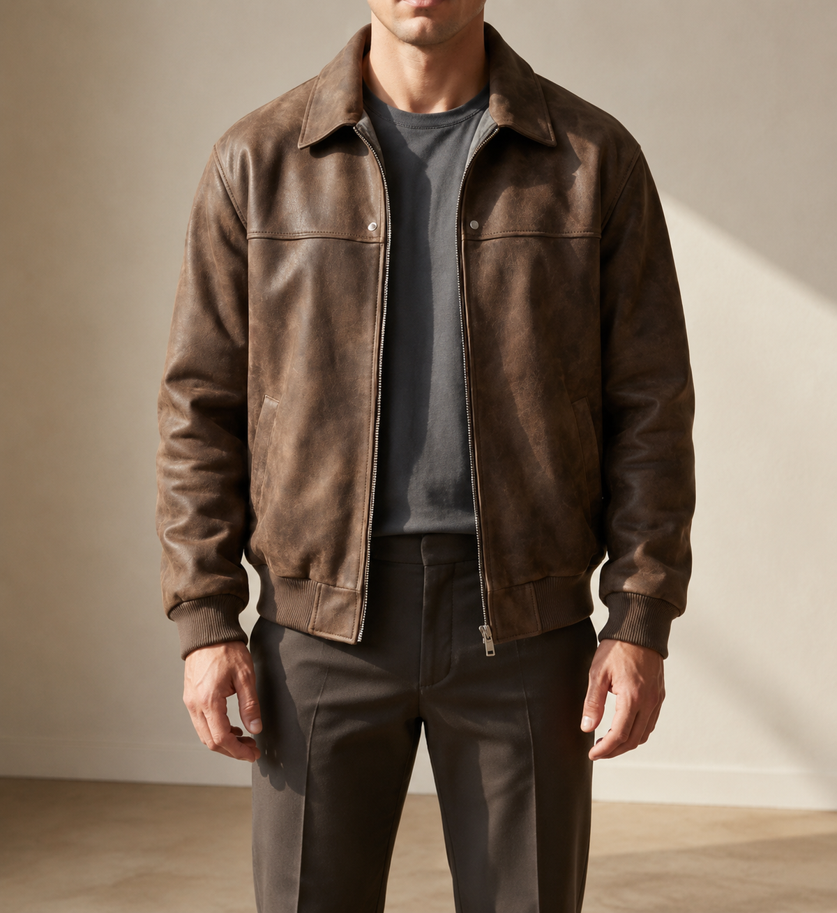 Sesimbra Leather Bomber Jacket