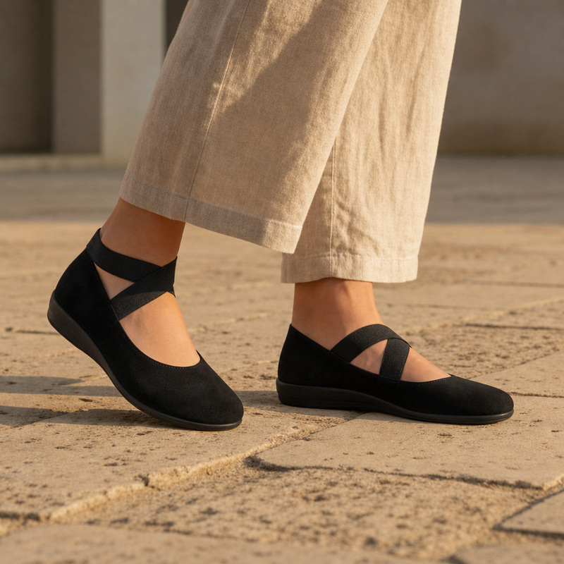 Calpe Orthopedic Slip-On Flats in Black