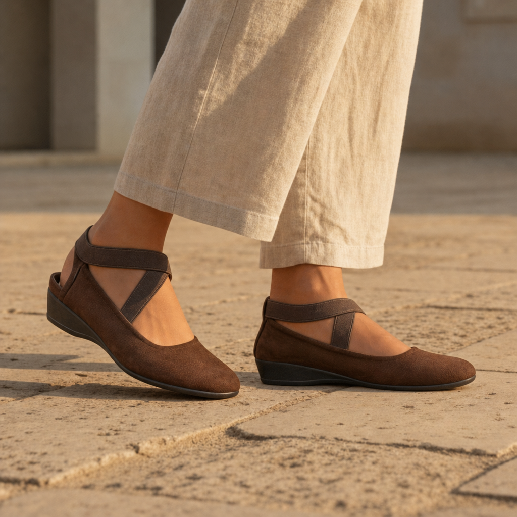 Calpe Orthopedic Slip-On Flats in Brown