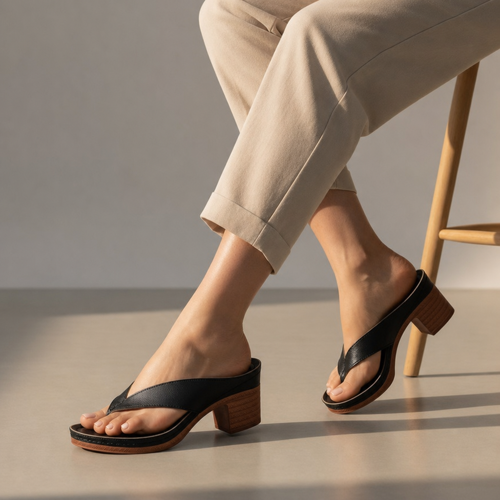 Camogli Orthopedic Wedge Sandals in Black