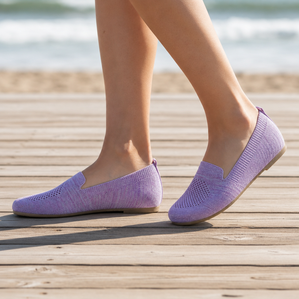 Cascais Orthopedic Knit Mesh Flats in Purple