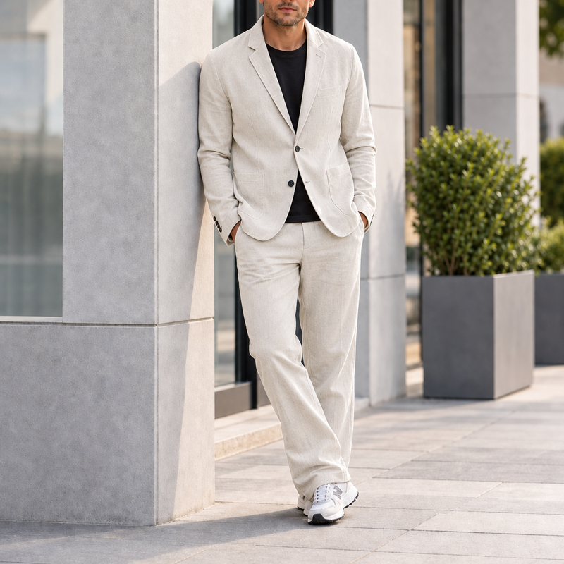 Cavtat Linen 2-Piece Suit Set in Beige