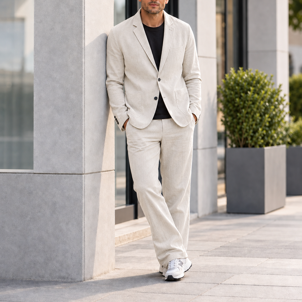 Cavtat Linen 2-Piece Suit Set in Beige