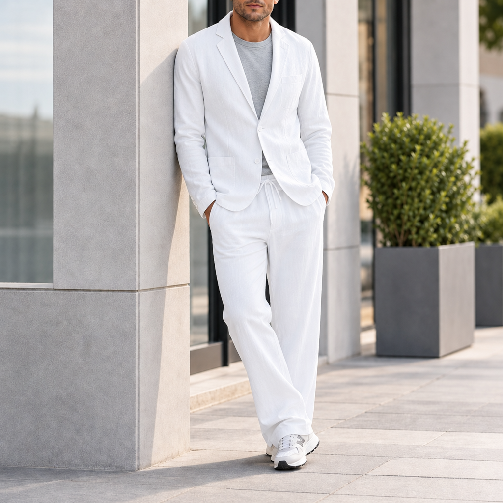 Cavtat Linen 2-Piece Suit Set in White