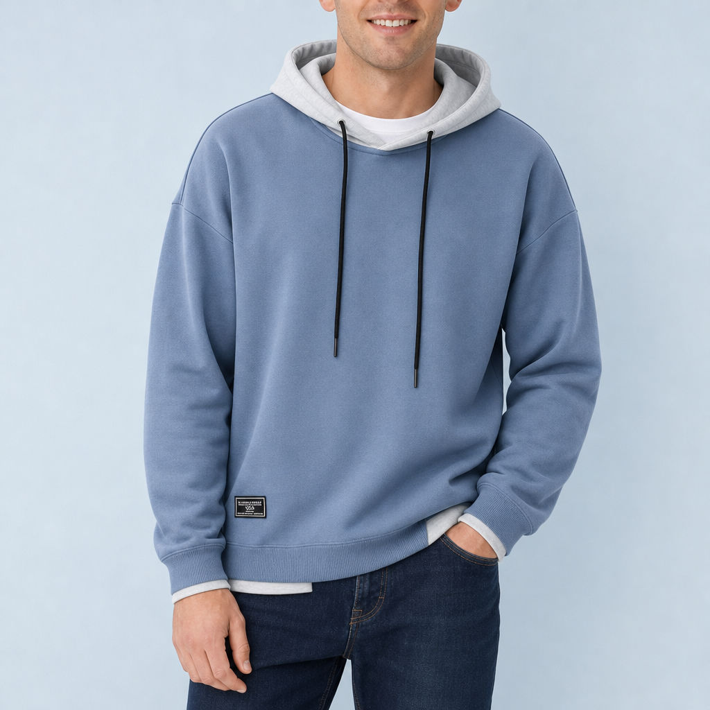 Chianti Two-Tone Pullover Hoodie in Blue