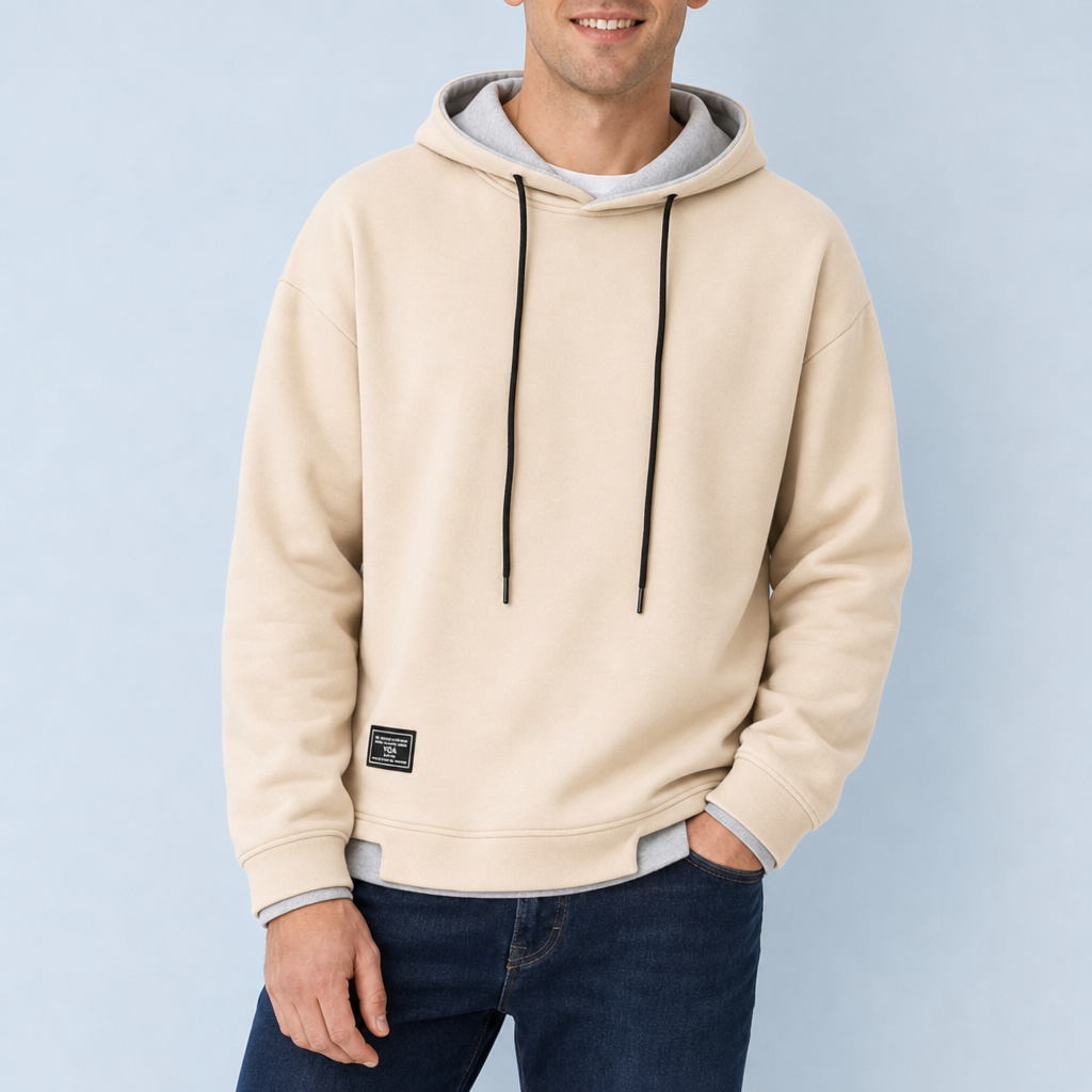Chianti Two-Tone Pullover Hoodie in Beige