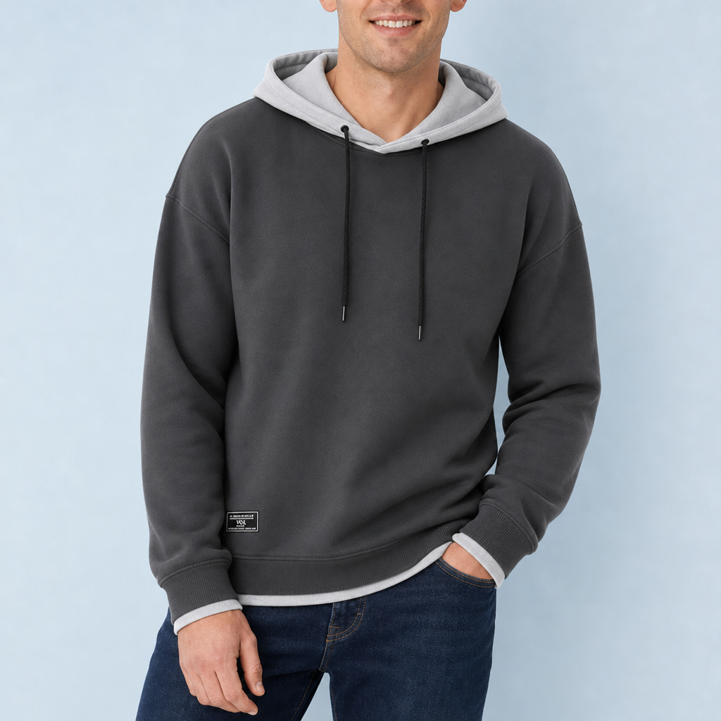 Chianti Two-Tone Pullover Hoodie in Gray