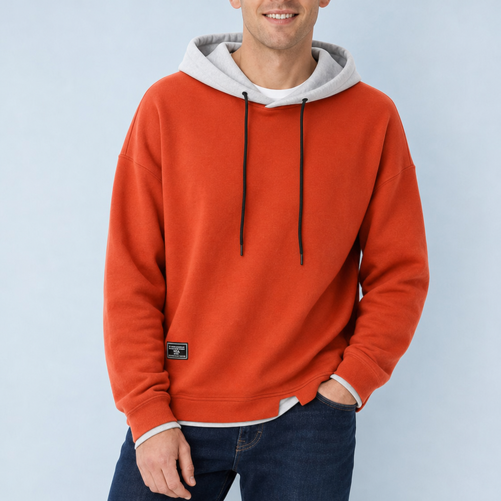 Chianti Two-Tone Pullover Hoodie in Orange