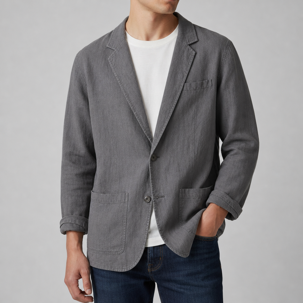 Como Linen Casual Blazer in Gray