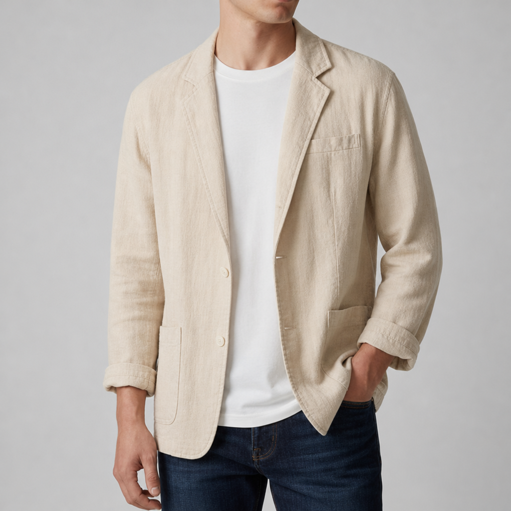 Como Linen Casual Blazer in Beige