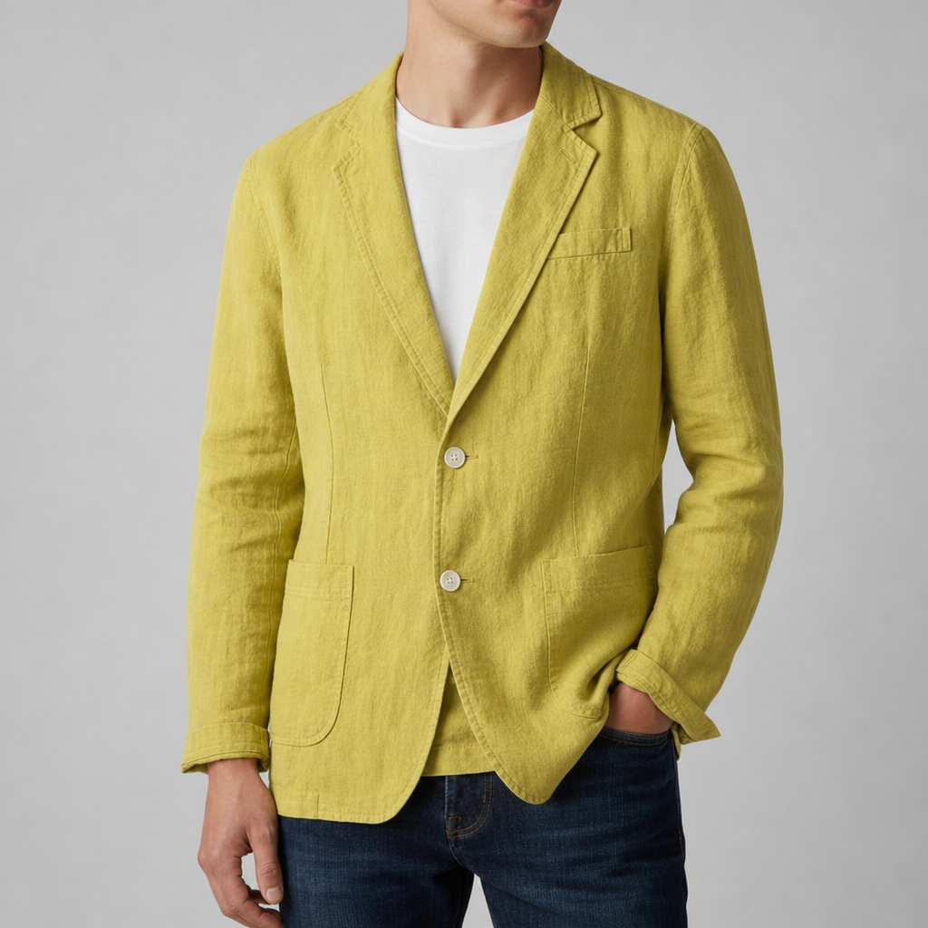 Como Linen Casual Blazer in Yellow