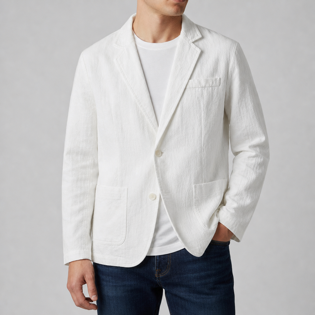 Como Linen Casual Blazer in White