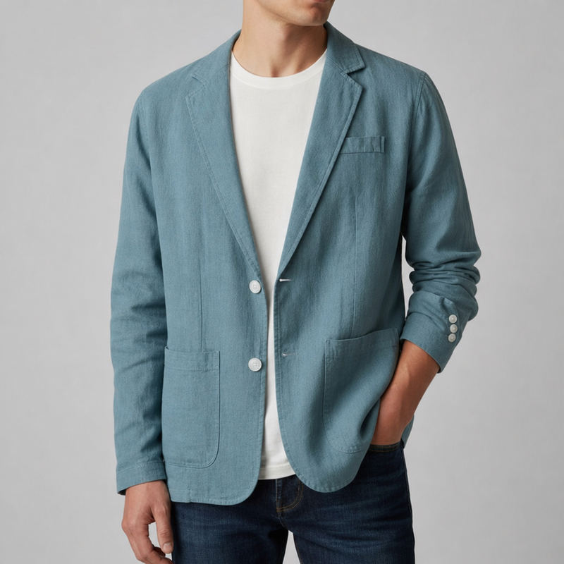 Como Linen Casual Blazer in Teal