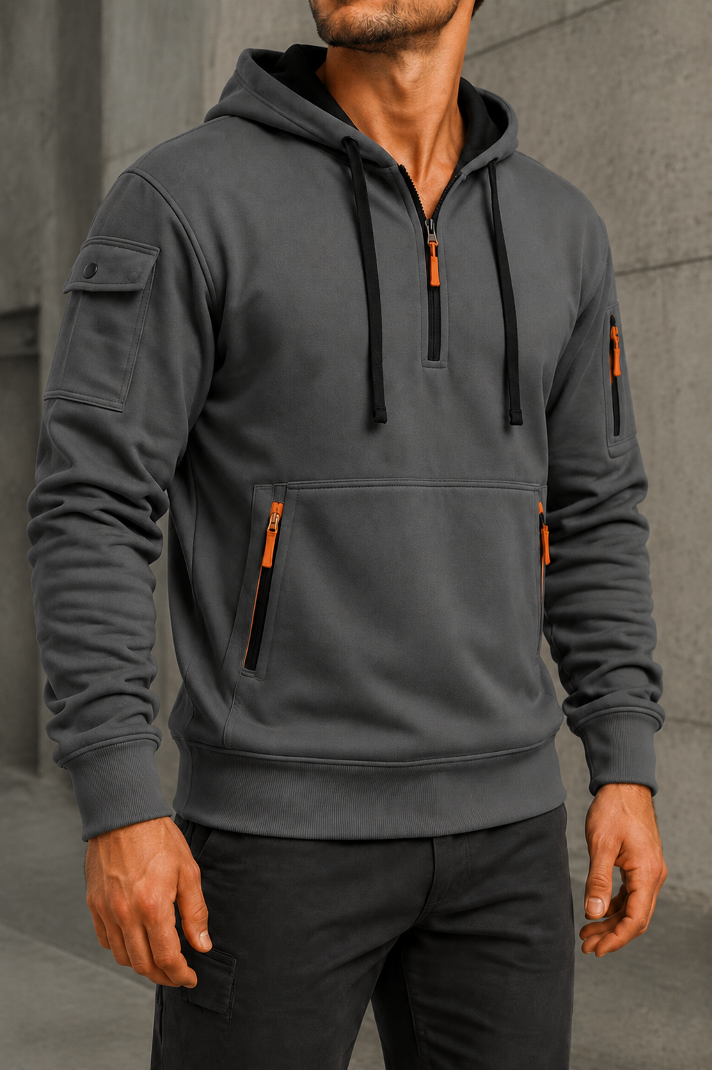 Kakopetria Multi-Pocket Quarter-Zip Hoodie