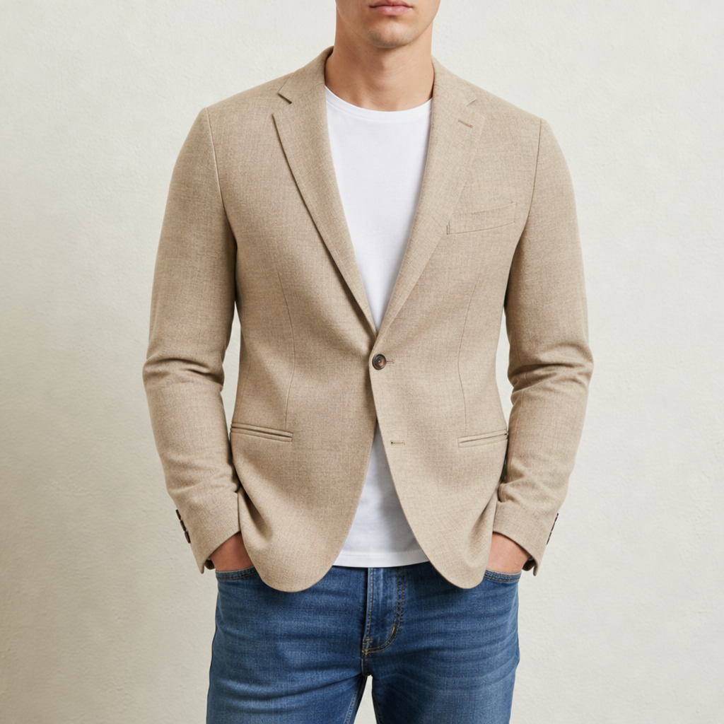 Erice Slim-Fit Woven Blazer in Beige