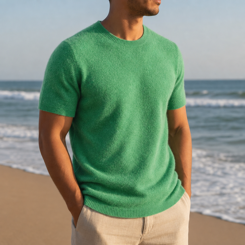 Ericeira Cashmere Knit Tee in Green