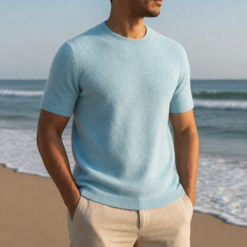 Ericeira Cashmere Knit Tee in Mint