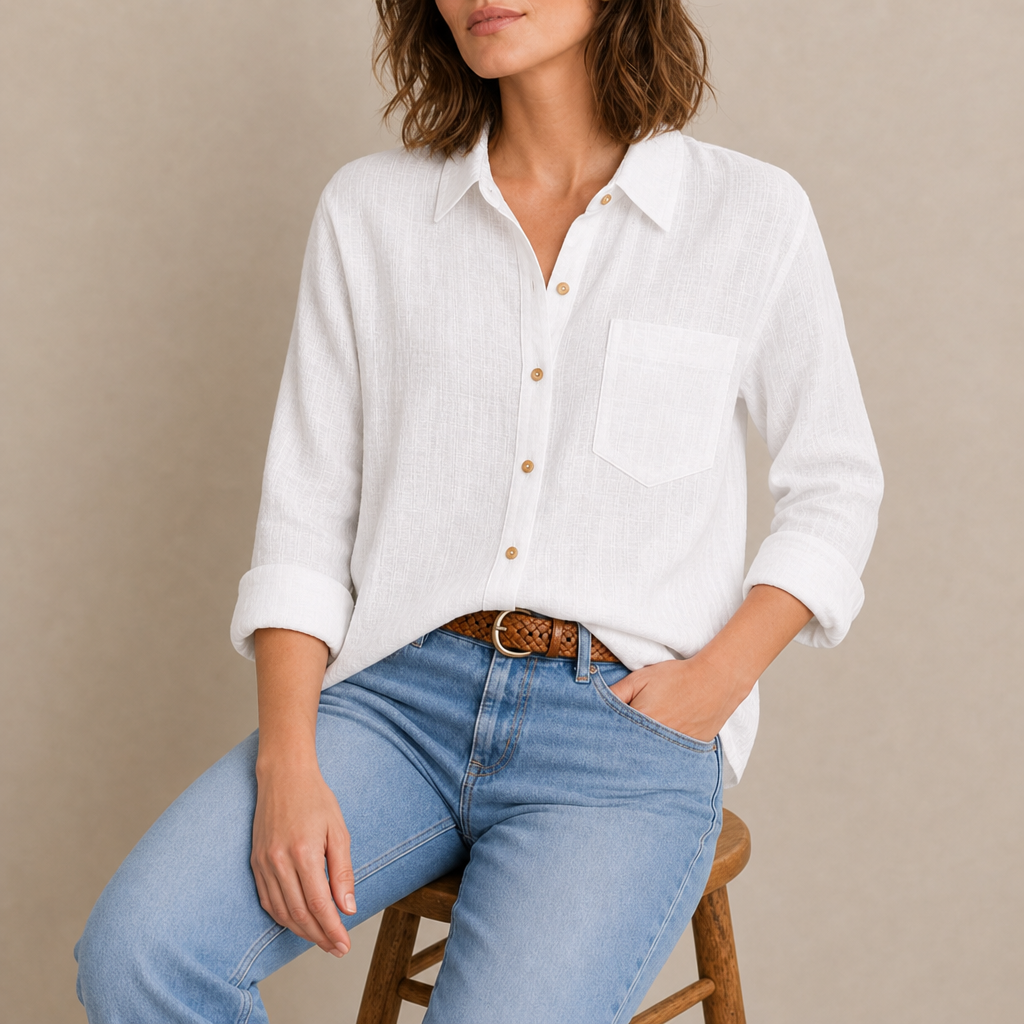 Estoril Relaxed Linen Shirt in White