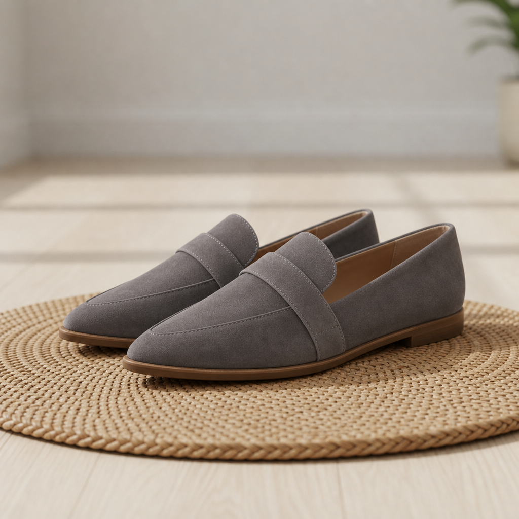 Frigiliana Orthopedic Suede Pointed Loafers in Gray
