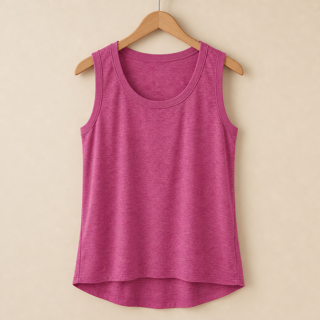 Funchal Scoop Neck Tank Top in Rose red