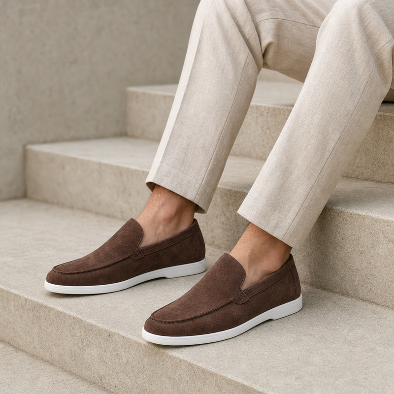Girona Suede Slip-On Loafers in Brown
