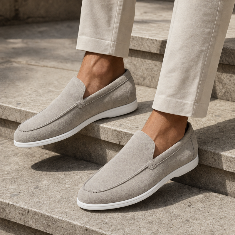 Girona Suede Slip-On Loafers in Gray