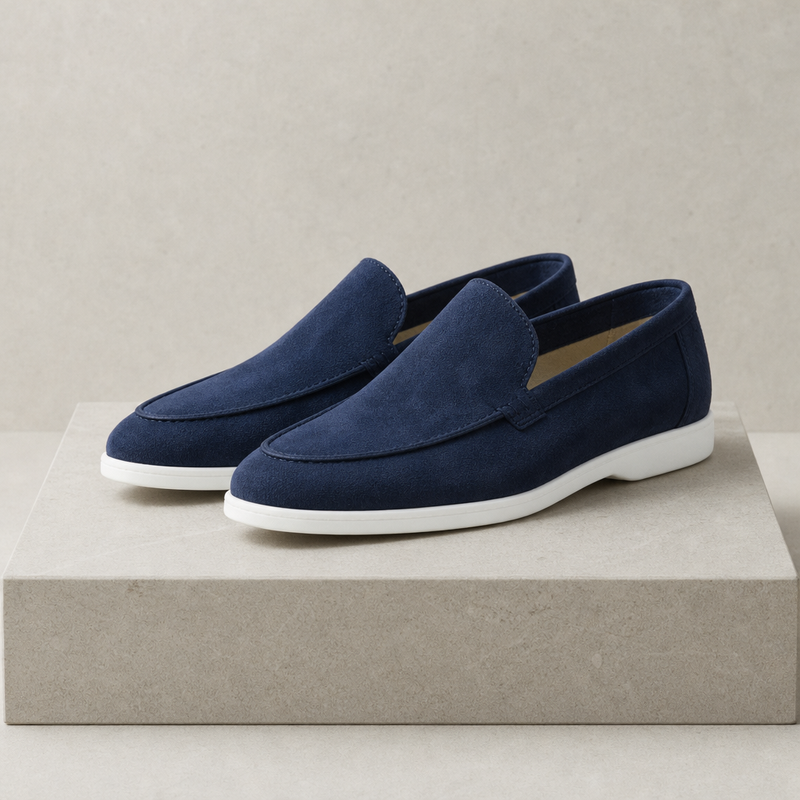 Girona Suede Slip-On Loafers in Navy