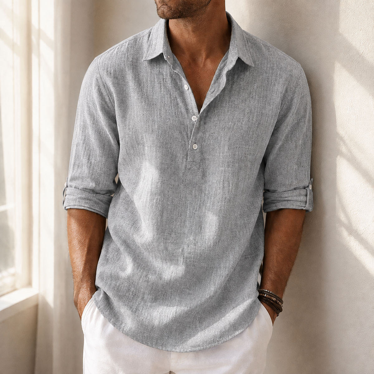 Paros Linen Henley Shirt