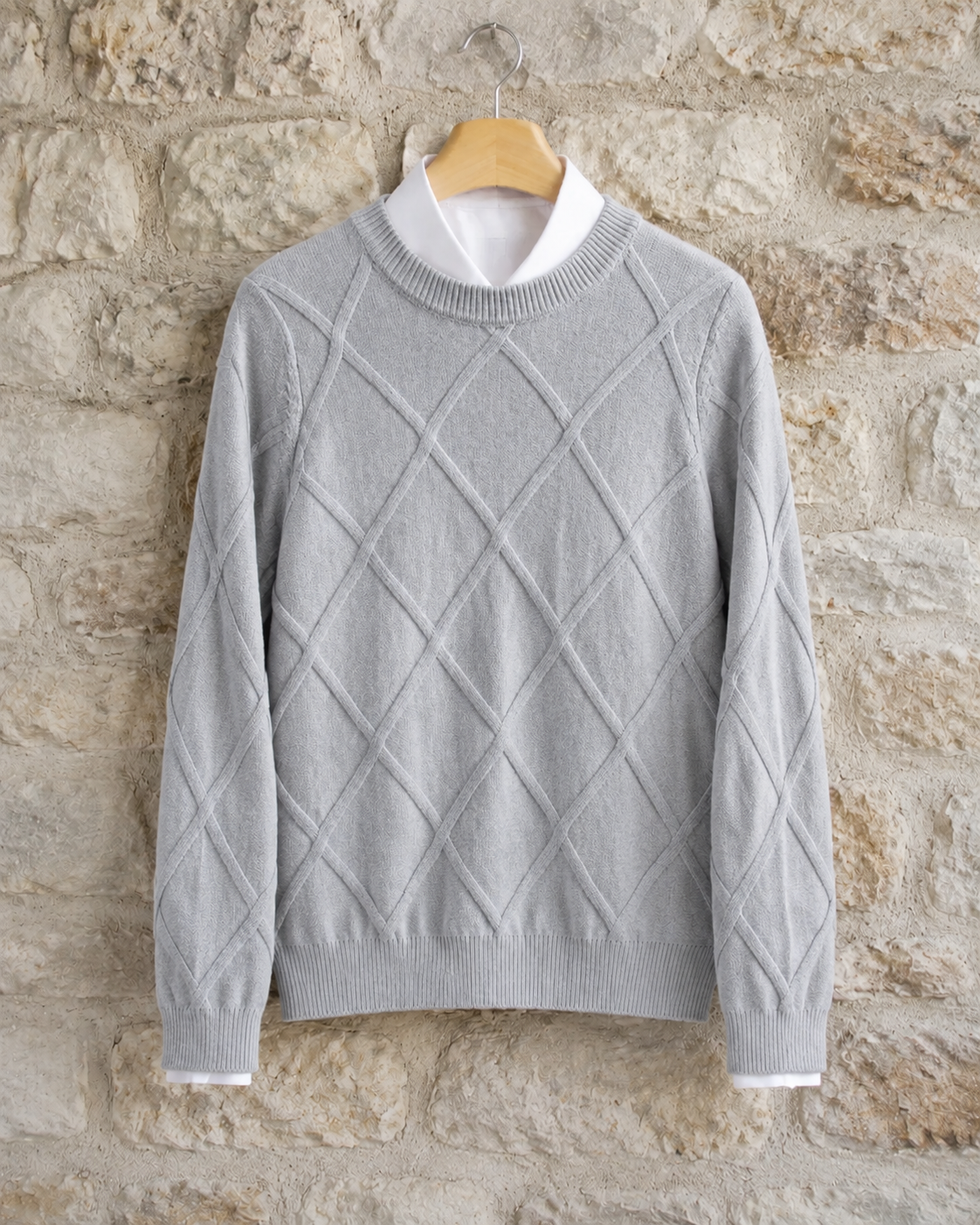 Tossa Argyle Knit Crewneck Sweater
