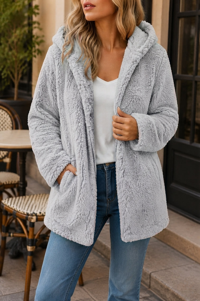 Poros Hooded Teddy Fleece Jacket