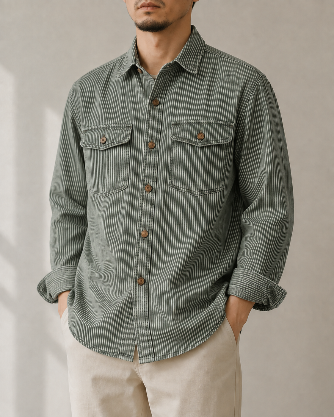 Trento Striped Denim Work Shirt