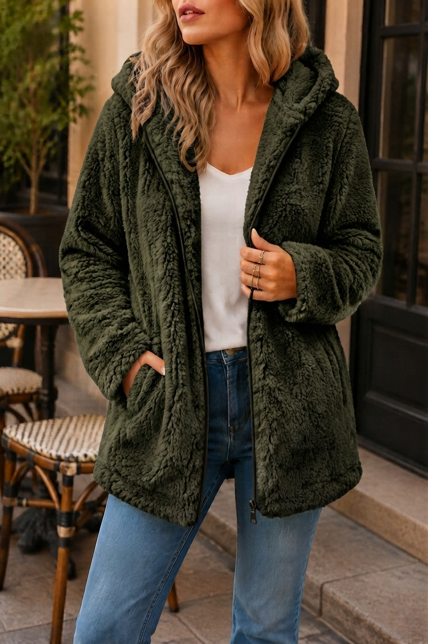 Poros Hooded Teddy Fleece Jacket