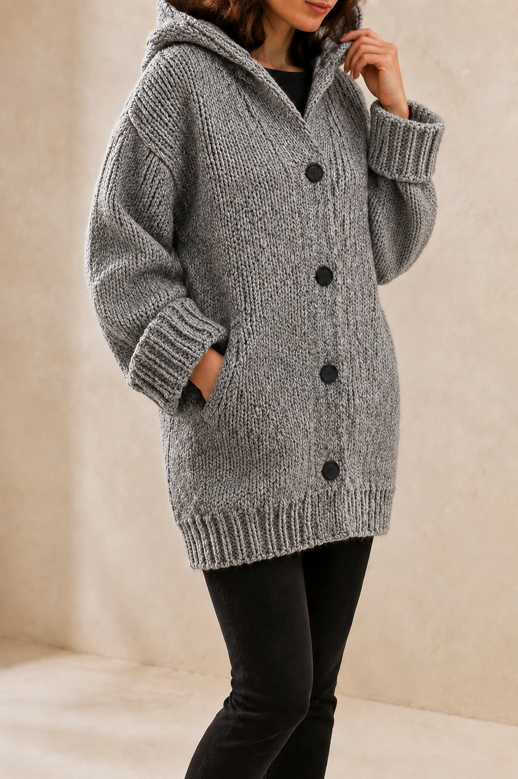 Cordoba Long Hooded Knit Cardigan