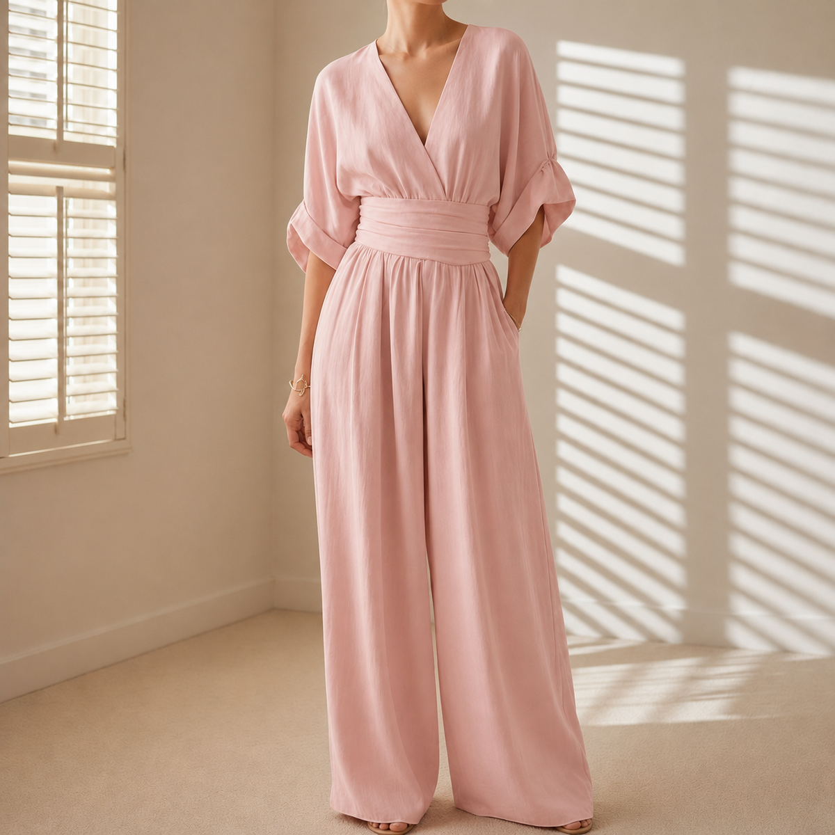 Siracusa V-Neck Wide-Leg Jumpsuit